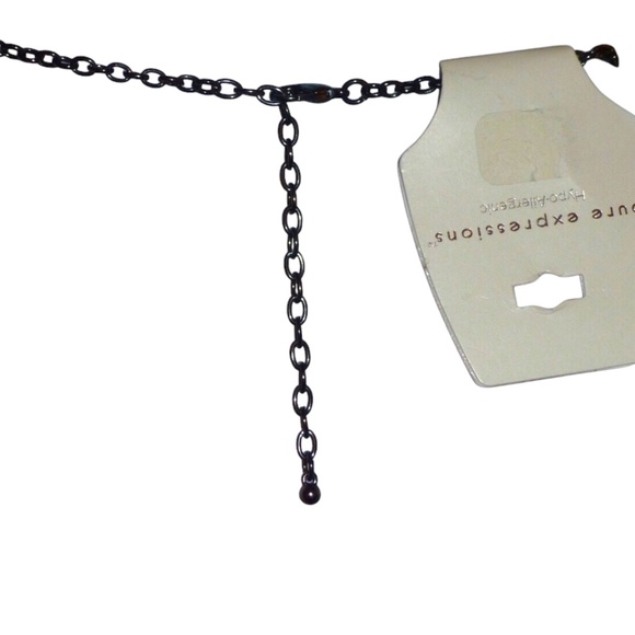 Dark Gray Necklace, Teardrop Pendants, with Crystal Pave Clusters, New Nwt - Picture 5 of 7